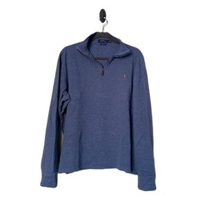 Polo pullover sweatshirt sweater blue zip up